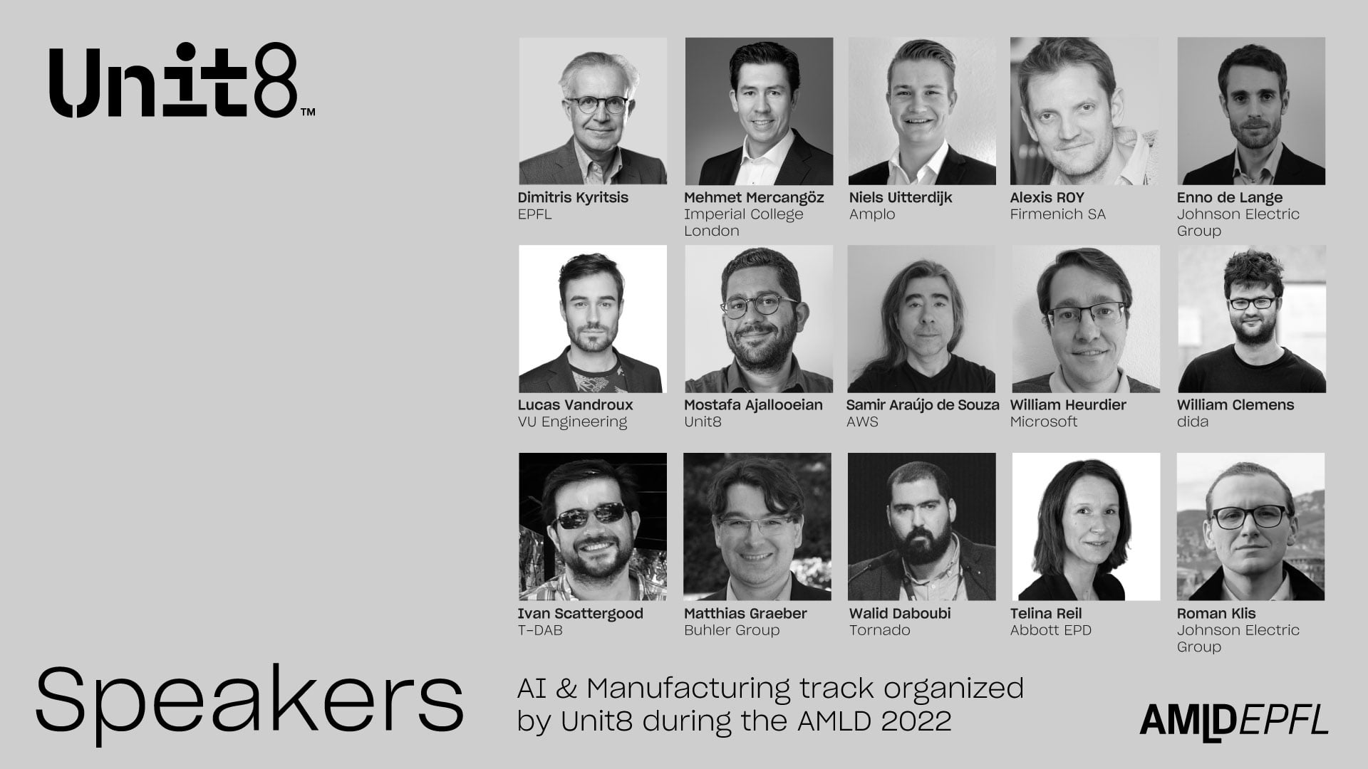 Speakers at the AI & Manufacturing track at AMLD